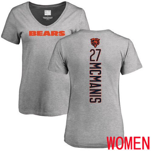 Chicago Bears Ash Women Sherrick McManis Backer V-Neck NFL Football #27 T Shirt->nfl t-shirts->Sports Accessory